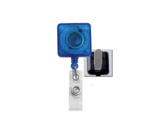 Moulinet carré translucide avec pince à ressort et courroie de vinyle (34 po.)