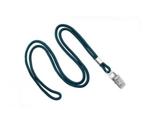 Round Standard Lanyard (1/8") with Nickel Plated Steel Bulldog Clip (36")