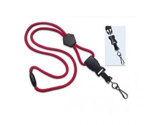 Lanière ronde (1/4 po.) avec crochet pivotant "DTACH" en acier noir oxydé, curseur diamand et attache fusible (36 po.)