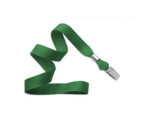 Flat Woven Lanyard (5/8") with Nickel Plated Steel Bulldog Clip (36")