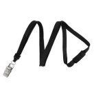 Black Breakaway Lanyard with Nickel-Plated Steel Bulldog Clip