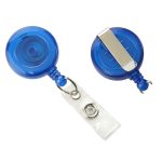 Translucent Royal Blue Badge Reel with Belt Clip and Vinyl Strap